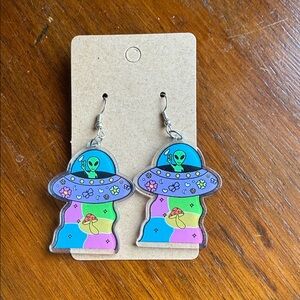 Alien UFO Dangle Earrings